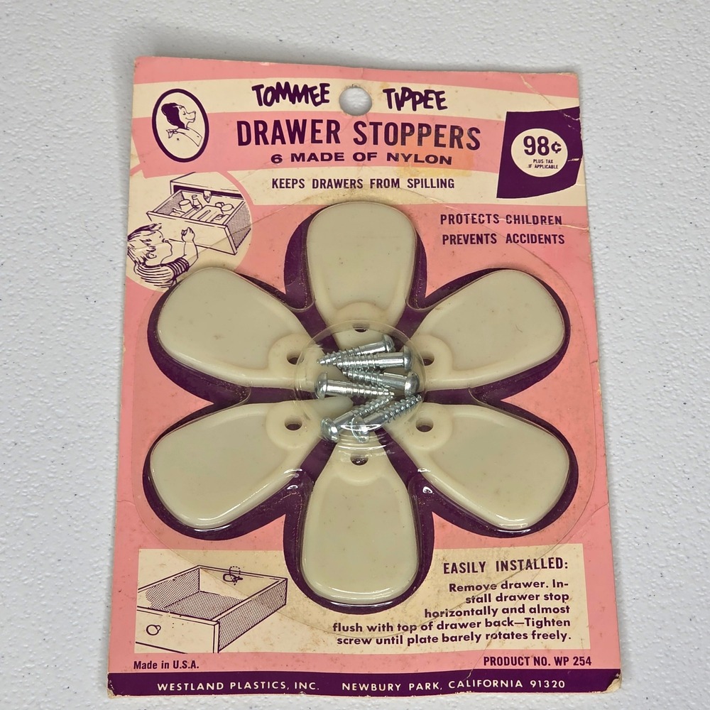 Vintage 60s Tommee Tippee Drawer Stoppers Baby Nylon Safety Latches WP 254